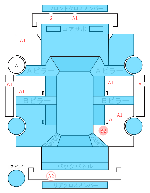 Body condition diagram (damage marks, Japanese labels)