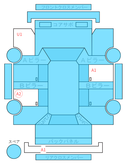 Body condition diagram (damage marks, Japanese labels)