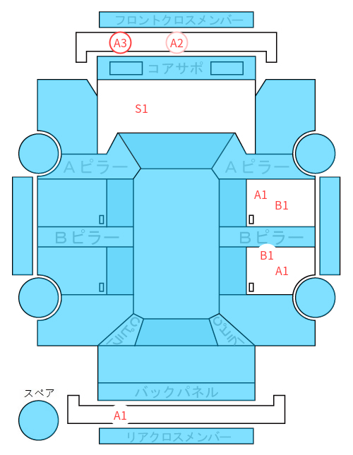 Body condition diagram (damage marks, Japanese labels)