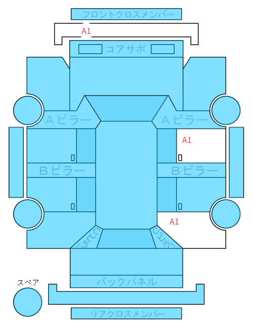 Body condition diagram (damage marks, Japanese labels)
