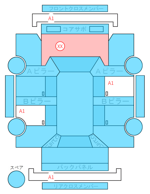 Body condition diagram (damage marks, Japanese labels)