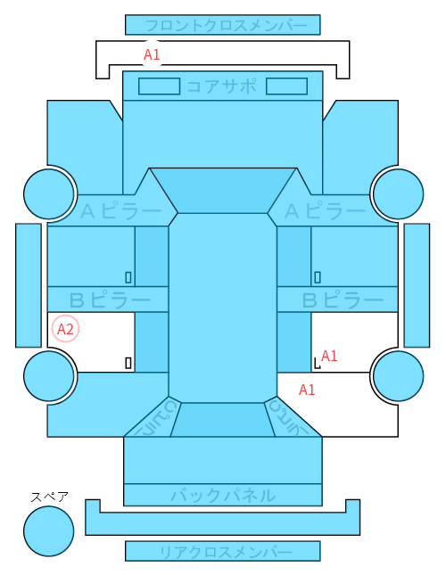 Body condition diagram (damage marks, Japanese labels)