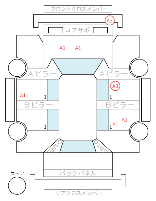 Body condition diagram (damage marks, Japanese labels)