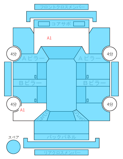 Body condition diagram (damage marks, Japanese labels)
