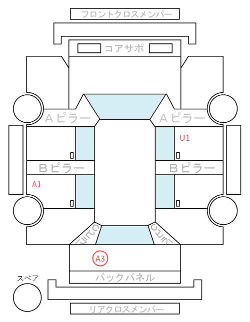 Body condition diagram (damage marks, Japanese labels)