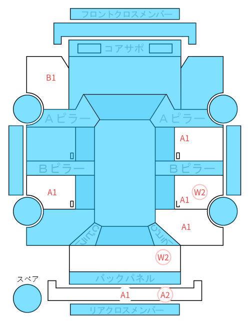 Body condition diagram (damage marks, Japanese labels)