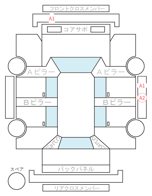 Body condition diagram (damage marks, Japanese labels)