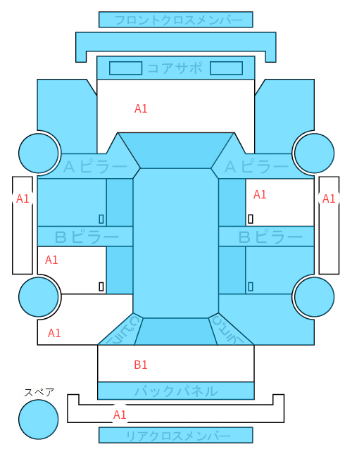 Body condition diagram (damage marks, Japanese labels)