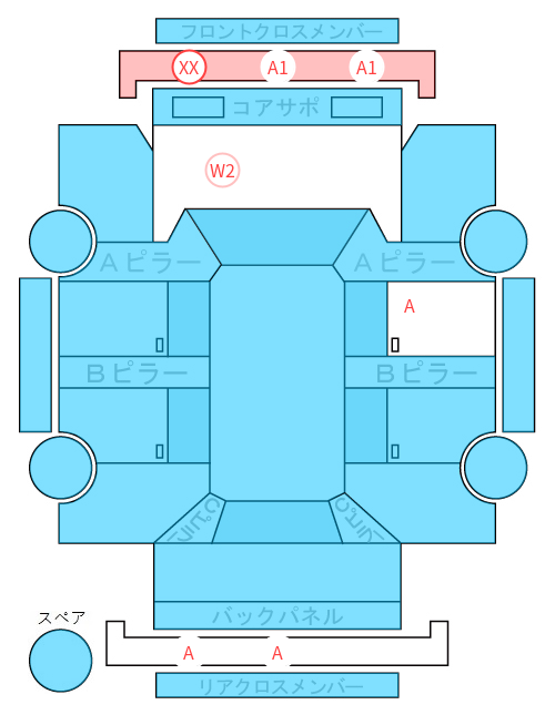 Body condition diagram (damage marks, Japanese labels)