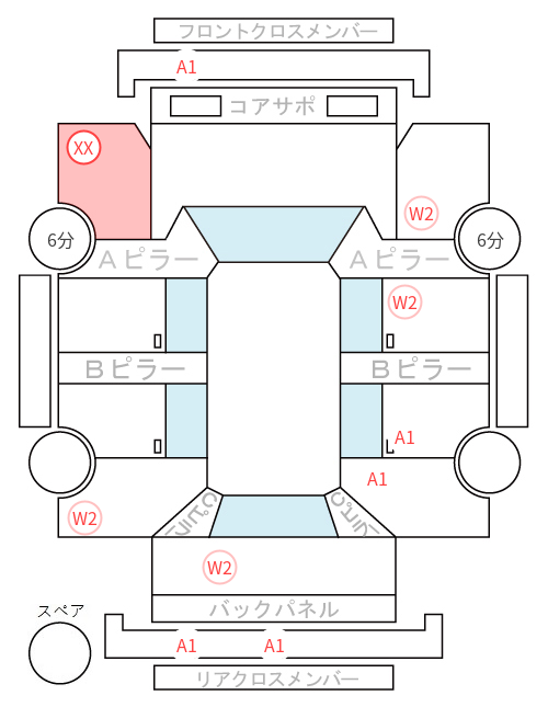 Body condition diagram (damage marks, Japanese labels)