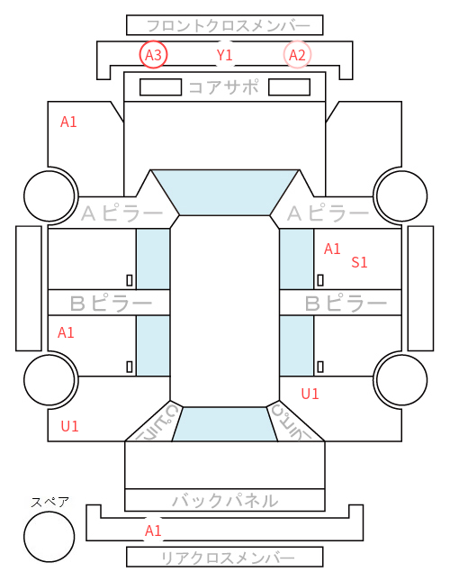 Body condition diagram (damage marks, Japanese labels)