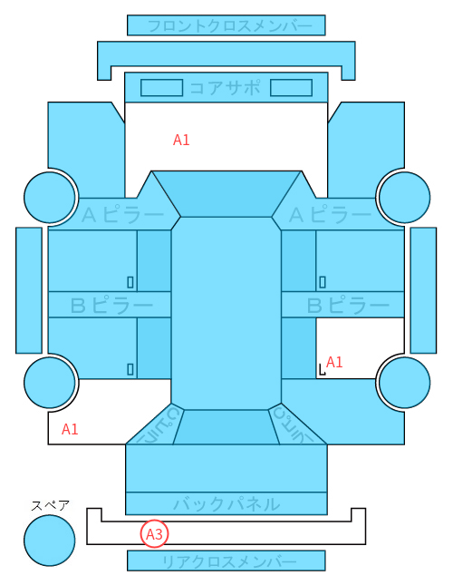 Body condition diagram (damage marks, Japanese labels)