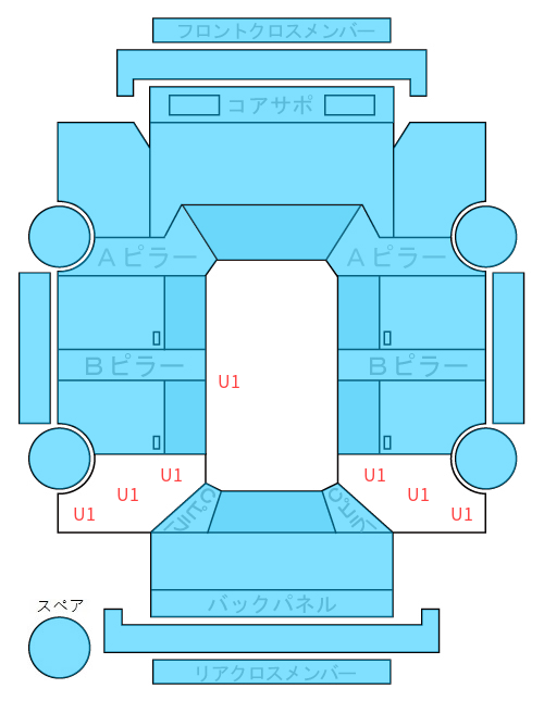 Body condition diagram (damage marks, Japanese labels)