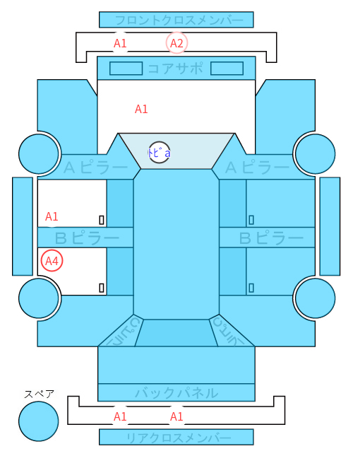 Body condition diagram (damage marks, Japanese labels)