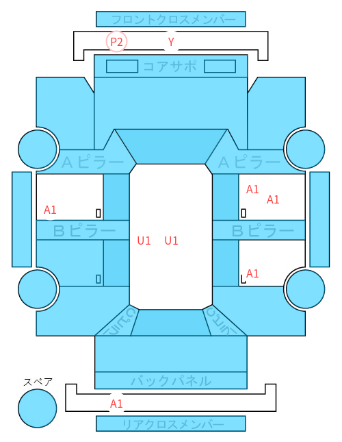 Body condition diagram (damage marks, Japanese labels)