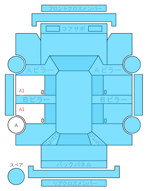 Body condition diagram (damage marks, Japanese labels)