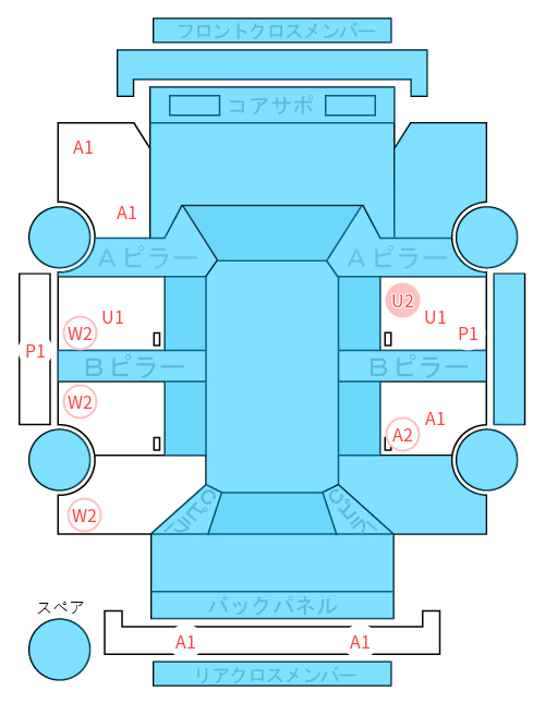 Body condition diagram (damage marks, Japanese labels)