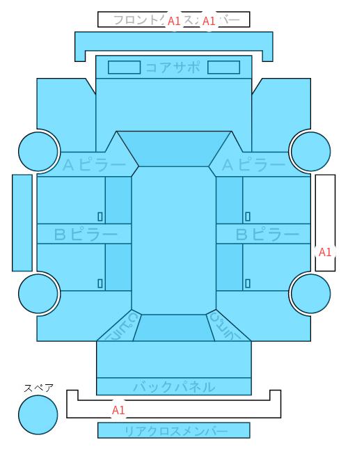 Body condition diagram (damage marks, Japanese labels)