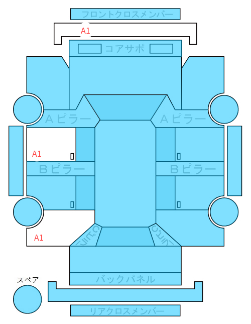Body condition diagram (damage marks, Japanese labels)