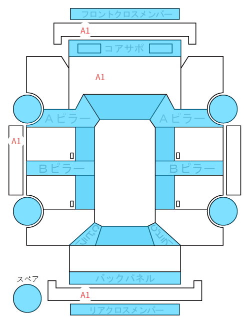 Body condition diagram (damage marks, Japanese labels)