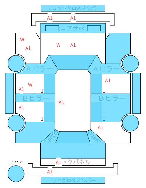 Body condition diagram (damage marks, Japanese labels)