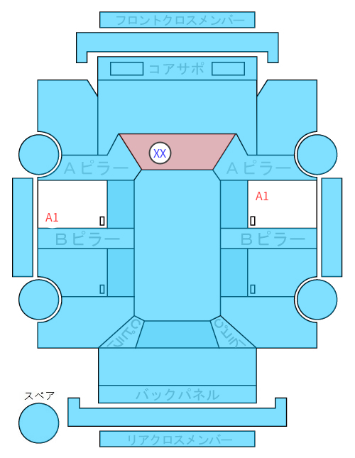 Body condition diagram (damage marks, Japanese labels)