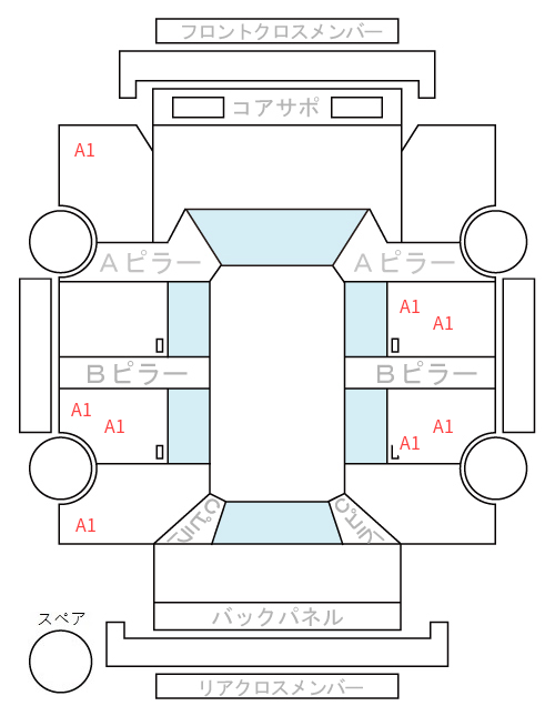 Body condition diagram (damage marks, Japanese labels)