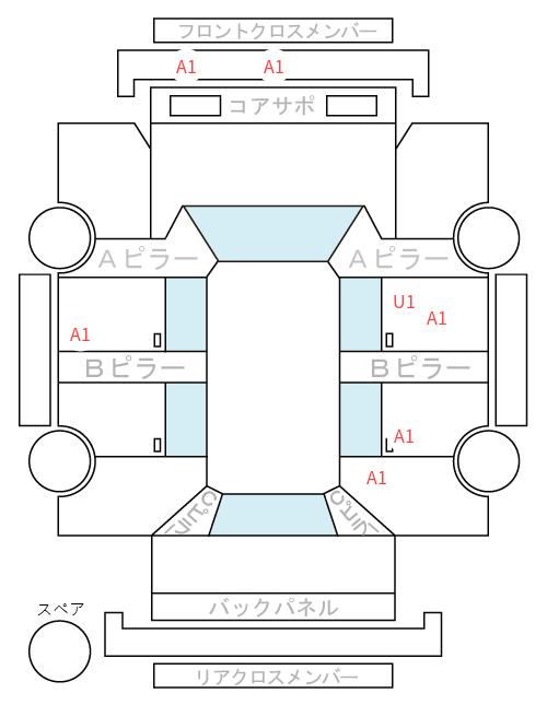Body condition diagram (damage marks, Japanese labels)