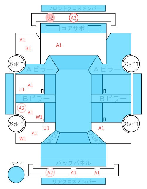 Body condition diagram (damage marks, Japanese labels)