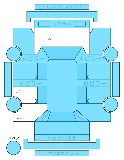 Body condition diagram (damage marks, Japanese labels)