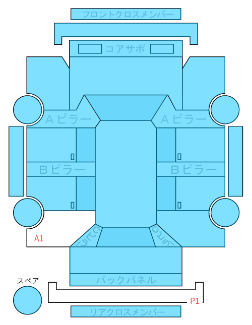 Body condition diagram (damage marks, Japanese labels)