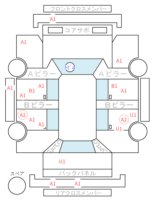 Body condition diagram (damage marks, Japanese labels)
