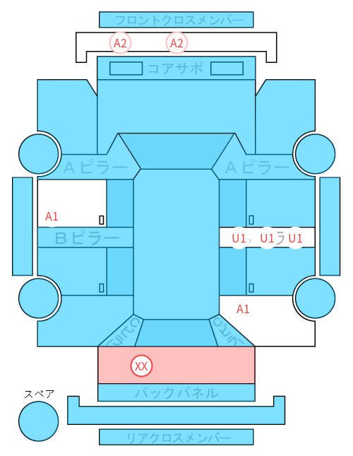 Body condition diagram (damage marks, Japanese labels)
