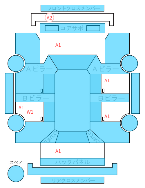 Body condition diagram (damage marks, Japanese labels)
