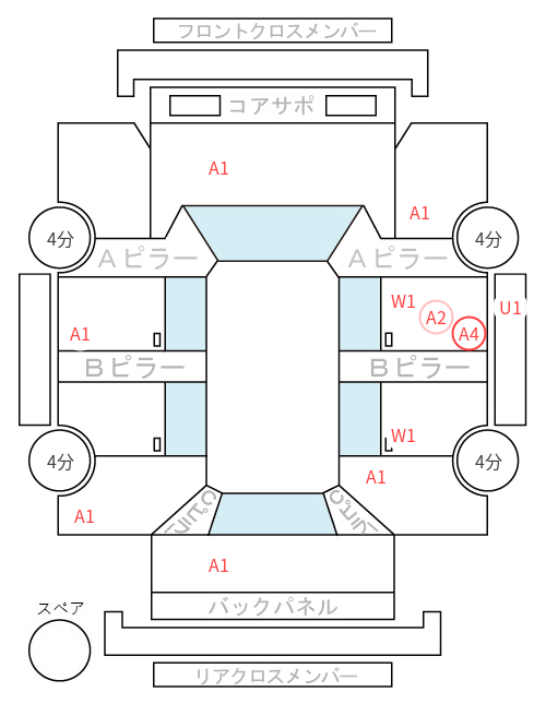 Body condition diagram (damage marks, Japanese labels)