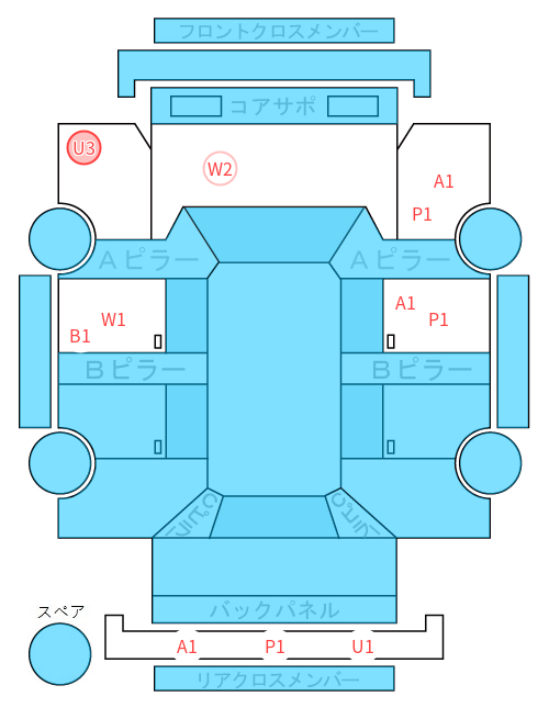 Body condition diagram (damage marks, Japanese labels)