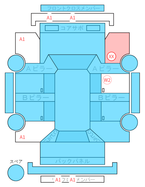 Body condition diagram (damage marks, Japanese labels)