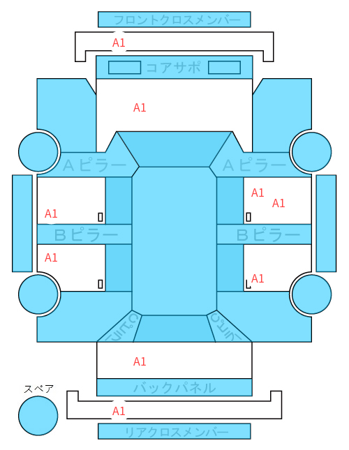 Body condition diagram (damage marks, Japanese labels)