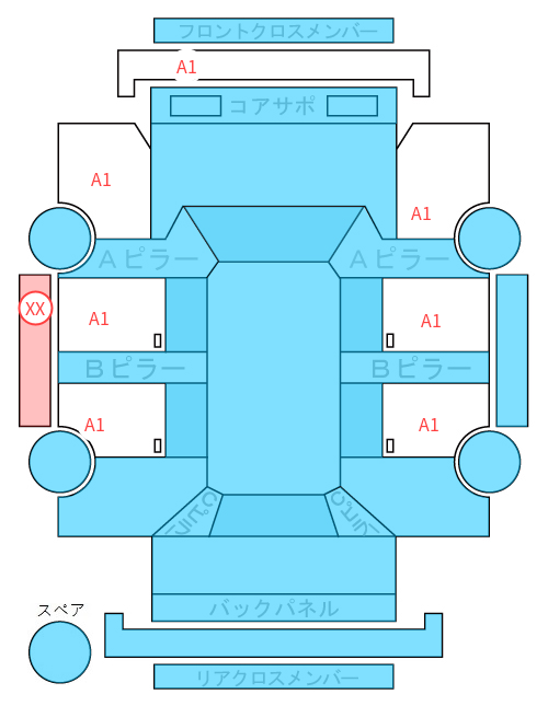 Body condition diagram (damage marks, Japanese labels)