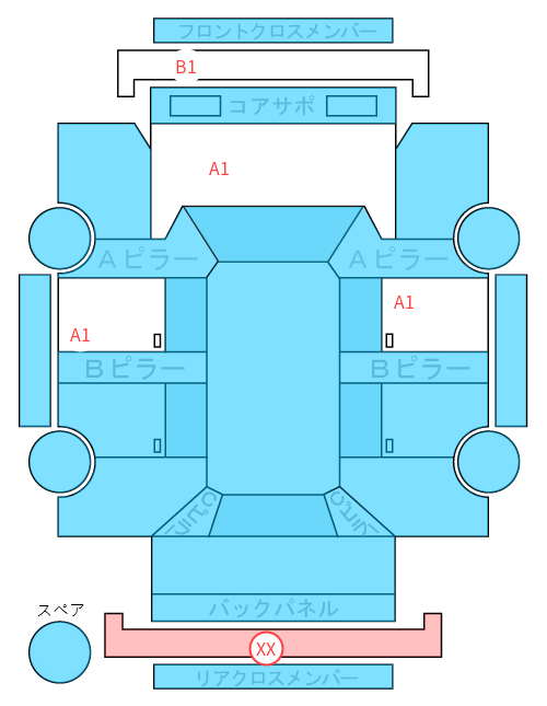 Body condition diagram (damage marks, Japanese labels)
