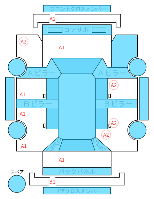 Body condition diagram (damage marks, Japanese labels)