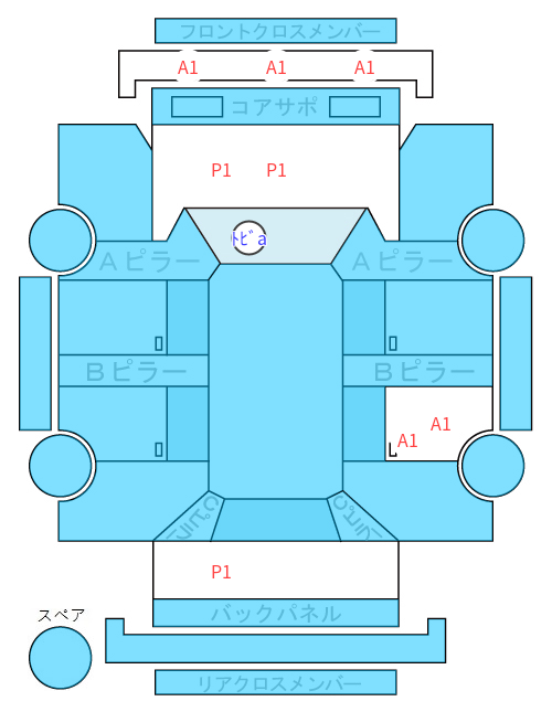 Body condition diagram (damage marks, Japanese labels)