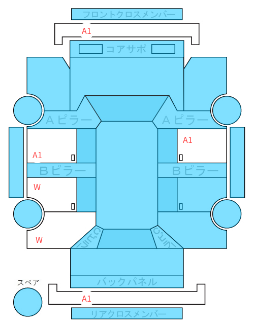 Body condition diagram (damage marks, Japanese labels)
