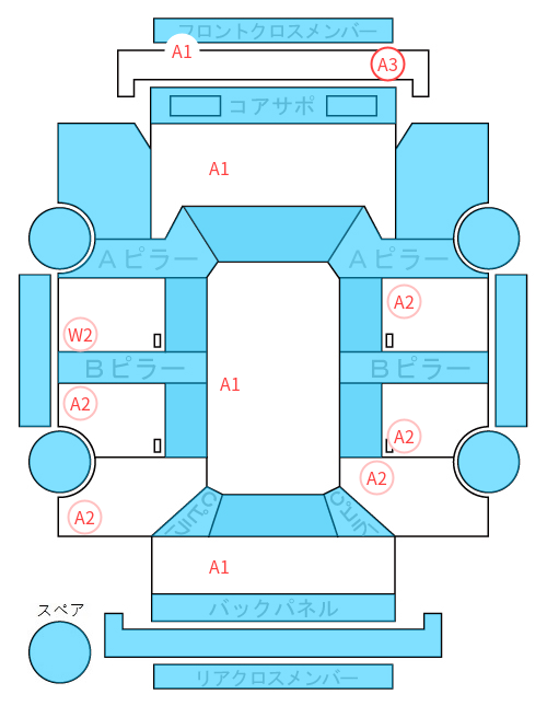 Body condition diagram (damage marks, Japanese labels)