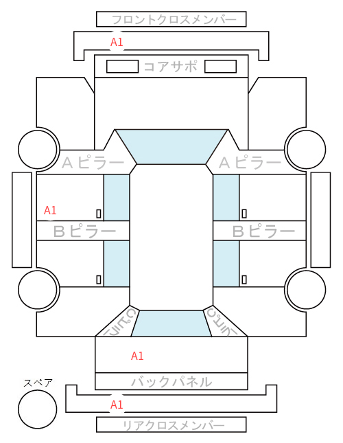 Body condition diagram (damage marks, Japanese labels)