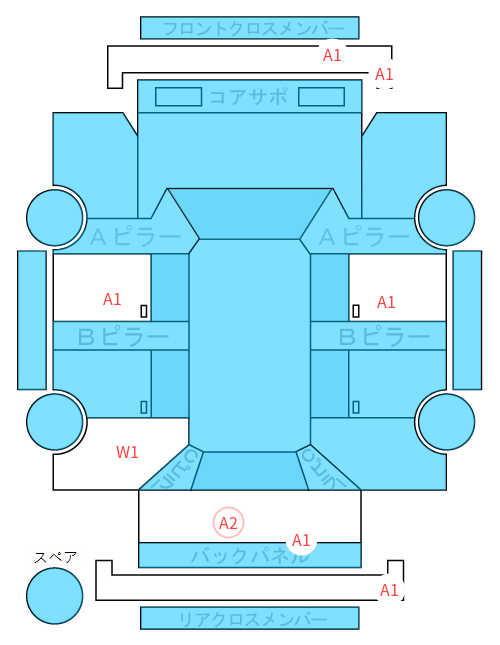 Body condition diagram (damage marks, Japanese labels)
