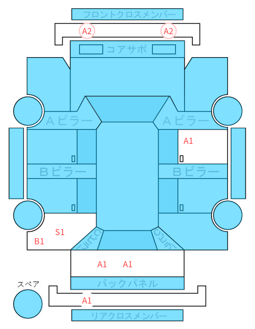 Body condition diagram (damage marks, Japanese labels)