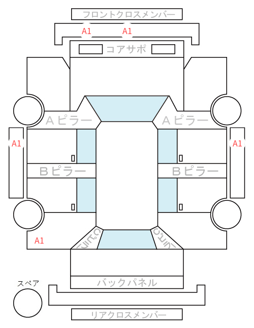 Body condition diagram (damage marks, Japanese labels)