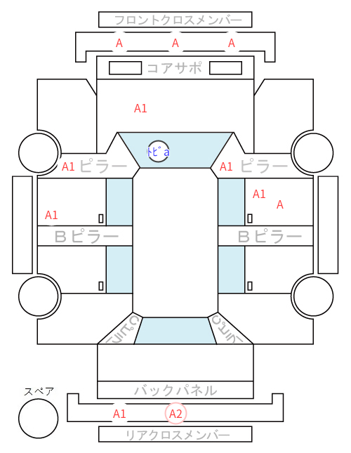 Body condition diagram (damage marks, Japanese labels)