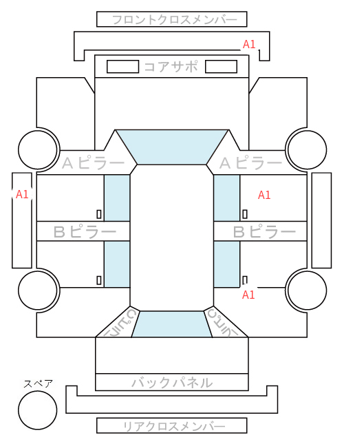 Body condition diagram (damage marks, Japanese labels)